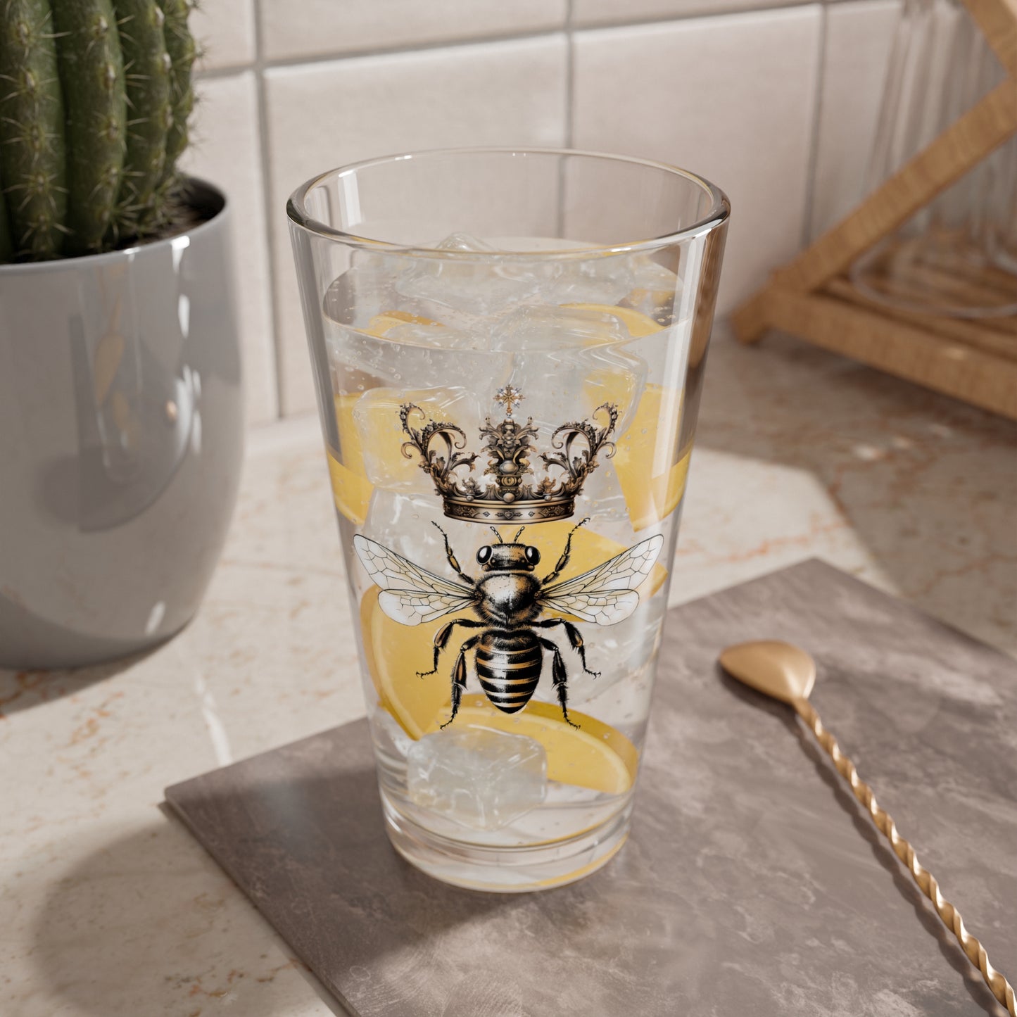 Queen Bee Pint Glass, 16oz